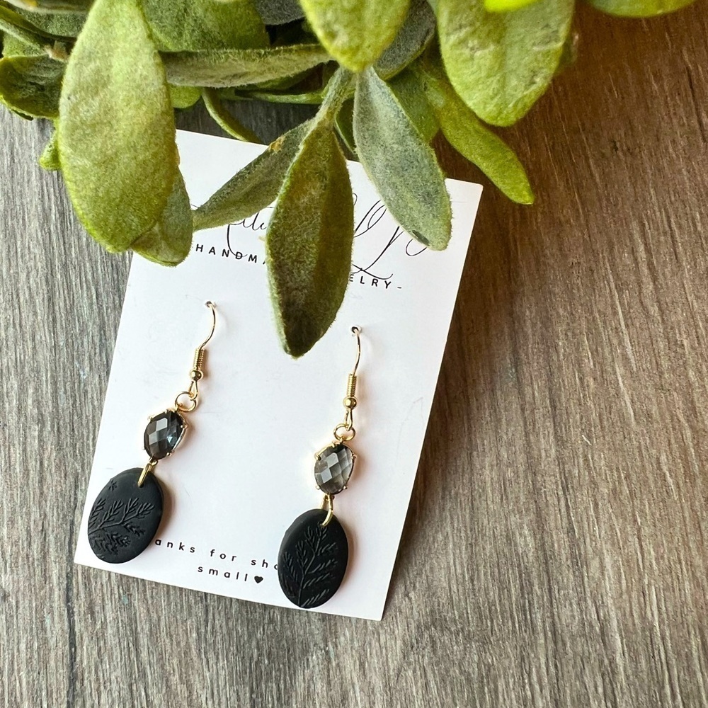 2/$30 Handmade-Black and Gold Dangle Earrings